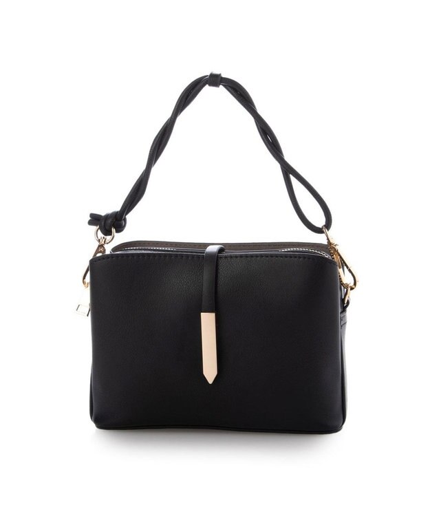 UNBILLION カシュカシュ cachecache / メタルフラップ3つ口ミニショルダー ブラック