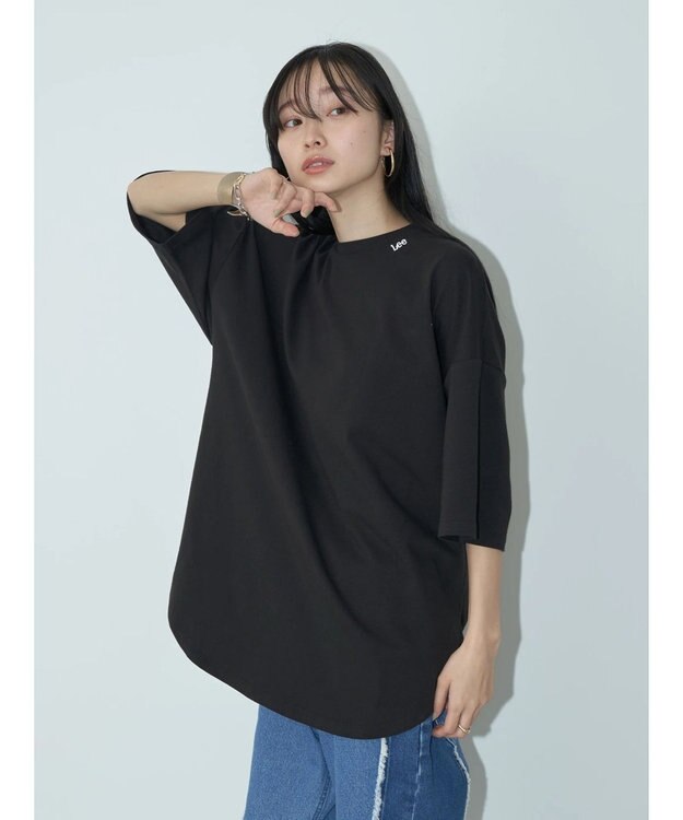 earth music&ecology Ｌｅｅ×ｅ．ｍ．ａ．ｅ　ＲＯＵＮＤＨＥＭ　ＴＥＥ Black