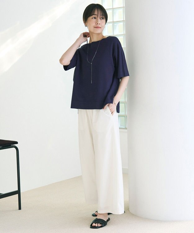 UNFILO L スゴ機能美 ハーフスリーブ ニット [WEB限定]ネイビー