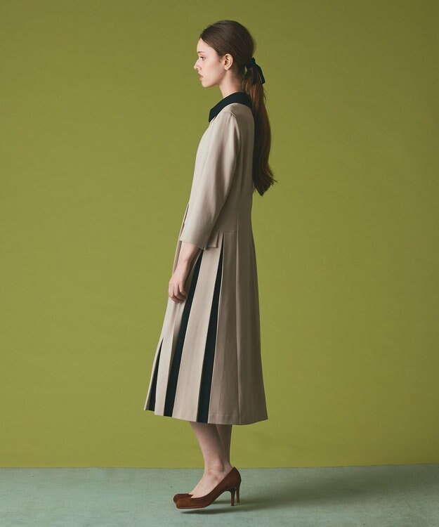 GRACE CONTINENTAL クレリックバイカラーワンピース ベージュ
