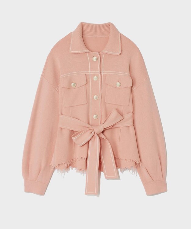 GRACE CONTINENTAL ニットワークジャケット ピンク