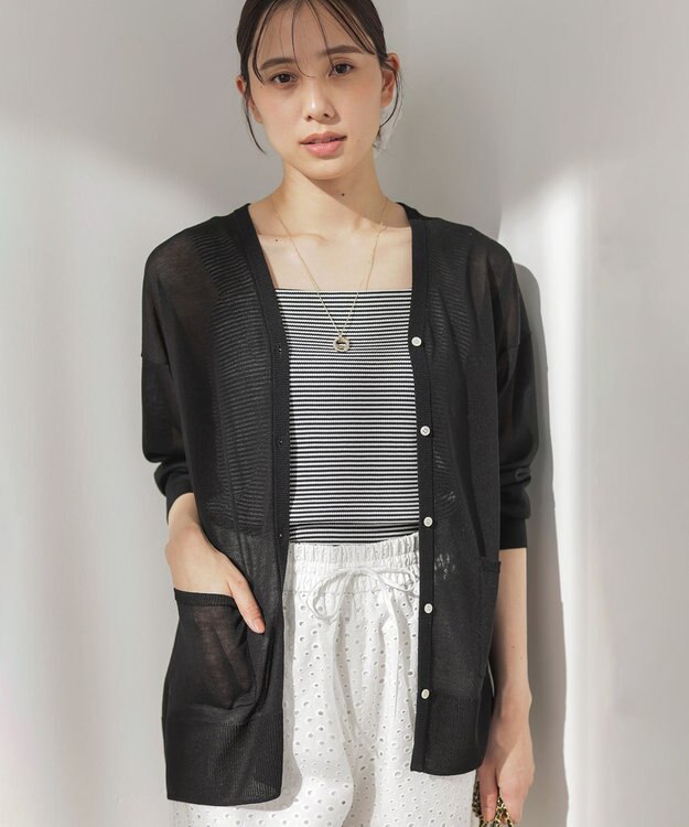 組曲 テレコスクエア タンクトップ ブラックボーダー系1