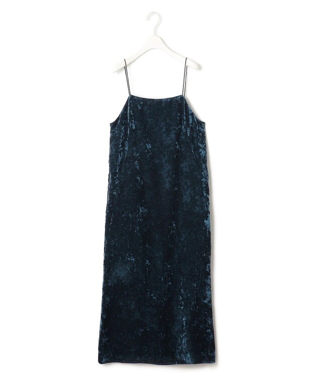 ICB L 【洗える】 シアーベルベット キャミソールワンピース スレートブルー系