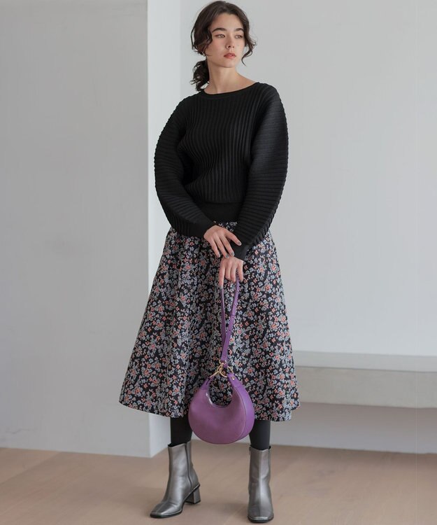 組曲 S 【加藤ローサさん着用】フラワージャカード スカート ネイビー系5