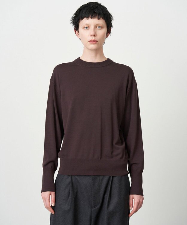 ATON WOOSTED WOOL | クルーネックセーター BURGUNDY