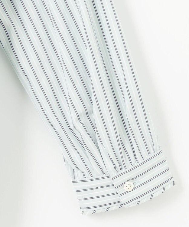 J.PRESS LADIES 【洗える】BEZ VEGA ストライプ フリルネック ブラウス スカイブルー系1