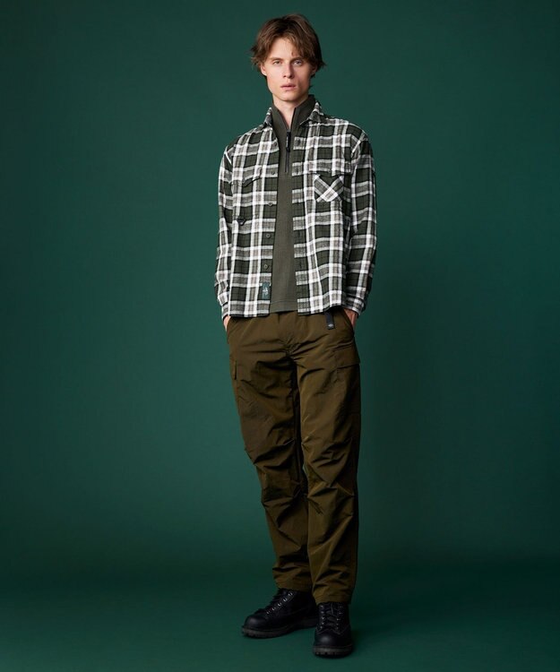 JOSEPH ABBOUD MOUNTAIN 【ECO撥水/起毛裏地】マイクロリップワッシャー カーゴ パンツ カーキ系