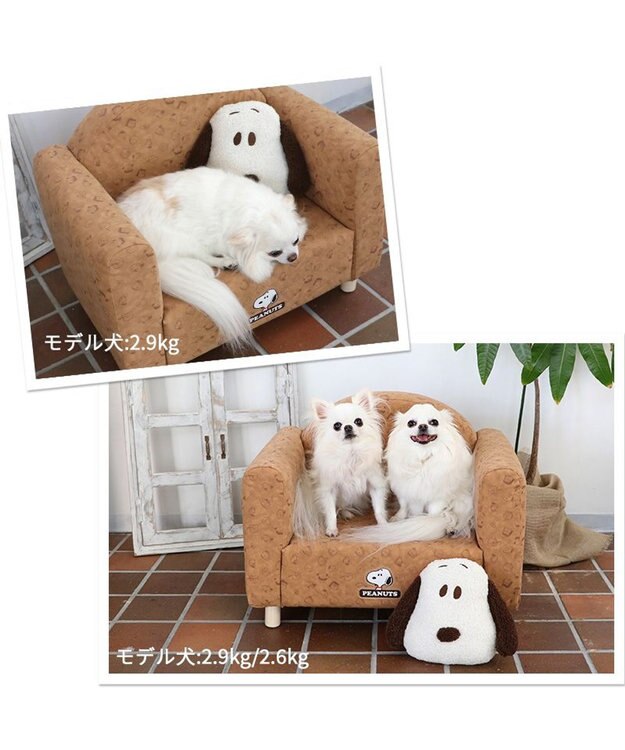PET PARADISE スヌーピー ソファ 顔クッション付き 小型犬 ベージュ