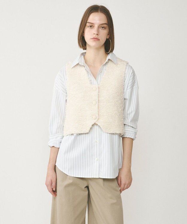 GRACE CONTINENTAL ツイードショートジレジャケット ベージュ