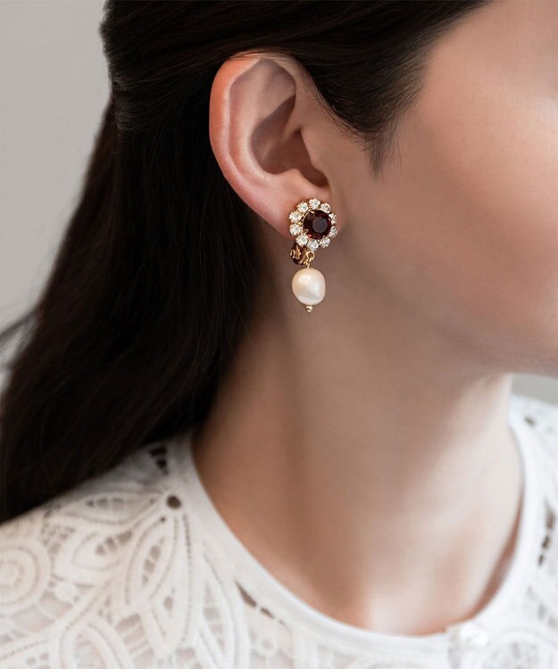 TOCCA BIJOUX PEARL EARRINGS イヤリング ワイン系