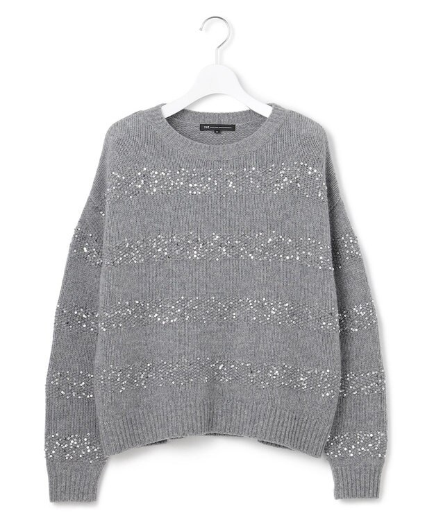 23区 【滝沢眞規子さん着用/一部店舗限定】スパングルボーダー ニット ライトグレー系