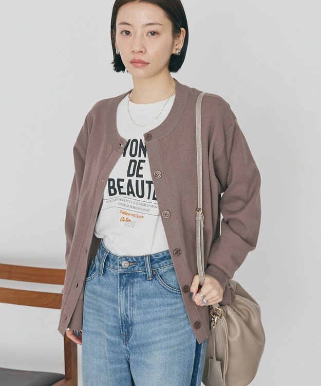 AMERICAN HOLIC クルーネックニットカーディガン Gray Beige