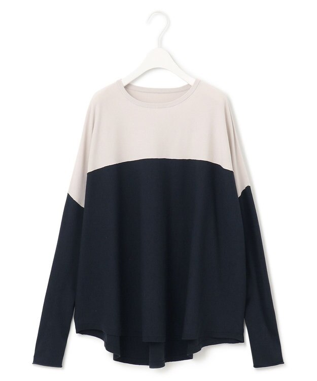 ICB 【洗える】 ヴィスコースワイド プルオーバー トープ×ネイビー系
