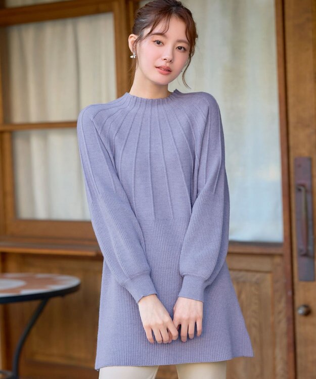 Tiaclasse L 求心片畦ニットチュニック ラベンダー
