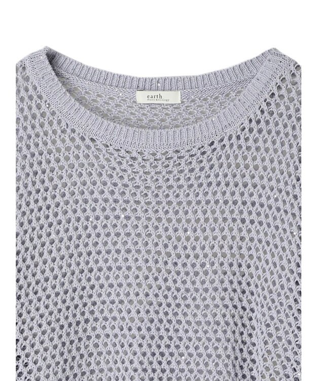 earth music&ecology スパンコールショートゆるニット Sax