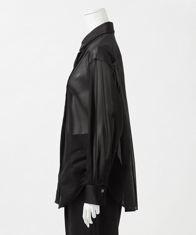 23区 L 【エステータ】コットンオーガンジー ドレスシャツ ブラック系