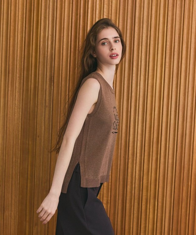 GRACE CONTINENTAL ラメジャガードノースリーブ ブラウン