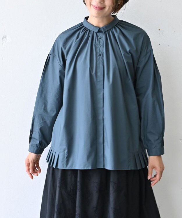 muuc 〈オーガニックコットン〉〈コットンブロード生地〉〈カラーにより異なる生地〉〈通年着られる〉コットン裾プリ ーツ ブラウス