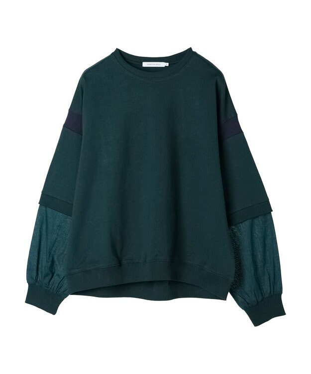 AMERICAN HOLIC 袖異素材ミニ裏毛プルオーバー Green