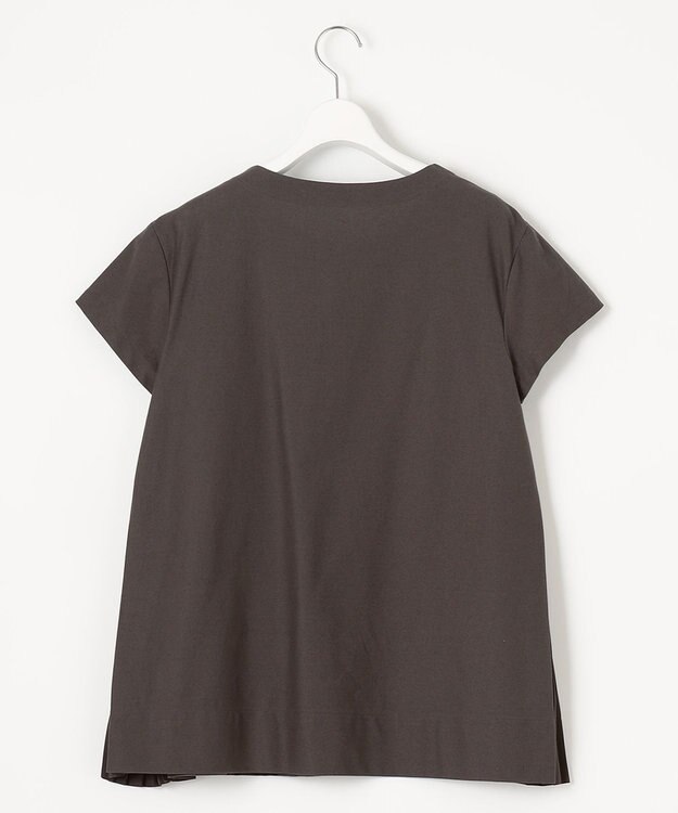 自由区 L 【洗える】ツイストプレインジャージーサイドプリーツ カットソー グレー系