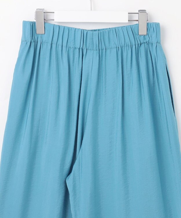 自由区 L 【ウエストゴム・洗える】エアリーツイルワイド パンツ ライトブルー