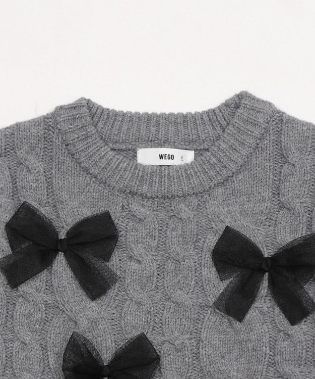 WEGO チュールリボンケーブルニット 杢グレー