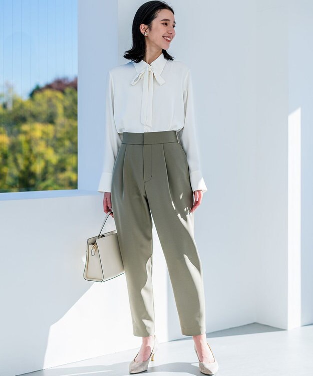 組曲 【洗える・ストレッチ】プランタンカラークロップド パンツ モカカーキ系