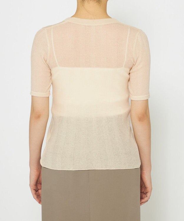 uncrave 【手洗い可】シアー ランダムリブ Uネック カットソー（uncrave STANDARD） エクリュ