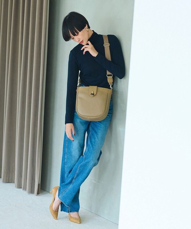 TOPKAPI 【Breath TOPKAPI】RIPPLE LOCK  リプルロック レザーコンビ ショルダー バッグ カーキブラウン