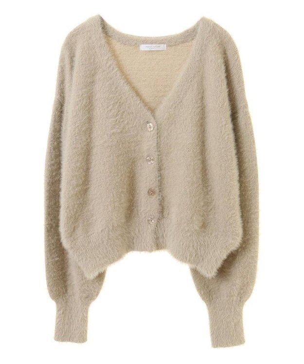 Green Parks ラメシャギーニットカーディガン Gray Beige