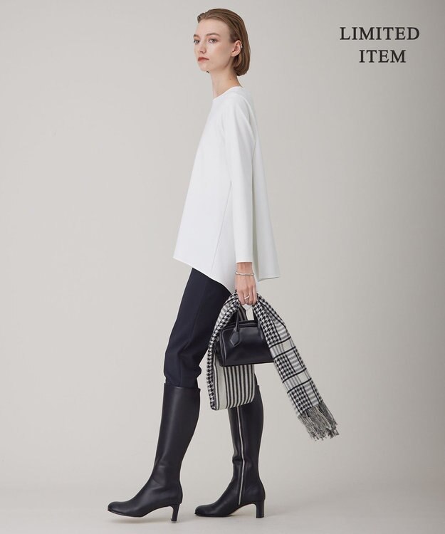 ICB L 【WEB限定・洗える】ヴィスコースストレッチポンチ イレギュラーヘムプルオーバー オフホワイト系