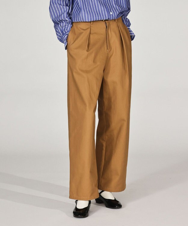 LENO ONE  FOWARD PLEATS CHINO TROUSERS ワンタックチノパンツ CAMEL