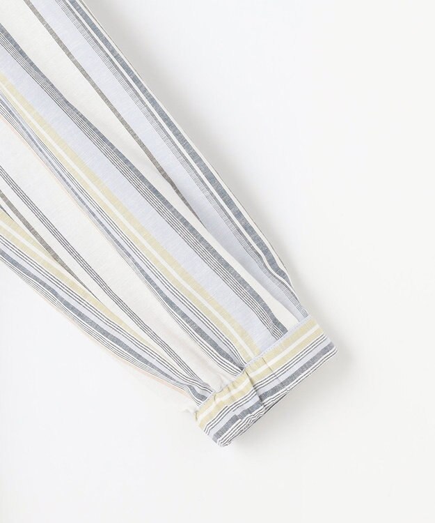 J.PRESS LADIES リネンMIX ストライプ スッキパー ブラウス ブルーマルチ系