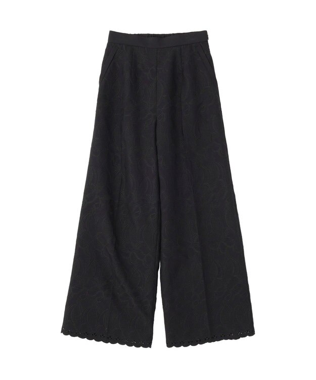 YECCA VECCA 刺繍ワイドパンツ Black