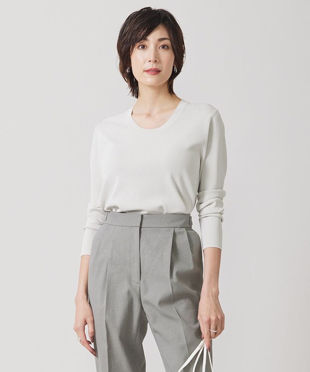 ICB 【洗える】 シンセティックフルニードル クルーネックプルオーバー トープ系