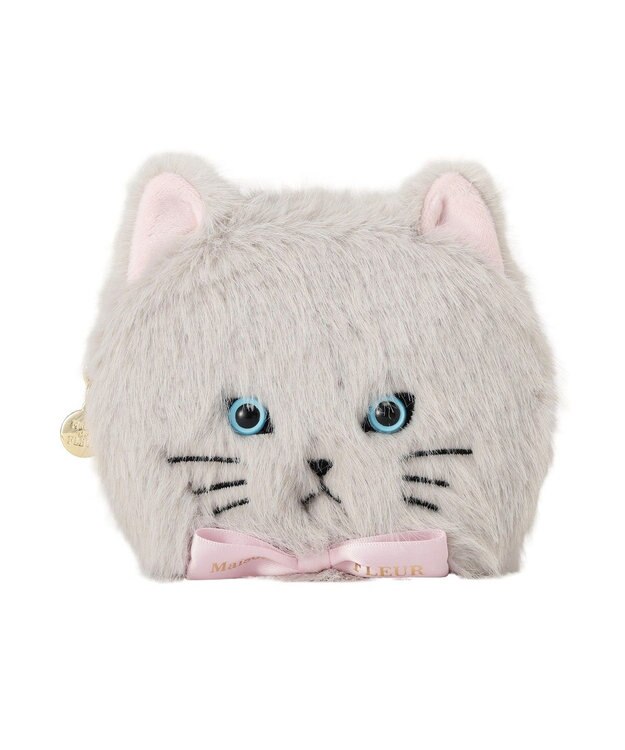 Maison de FLEUR ねこフェイスポーチ Light Gray