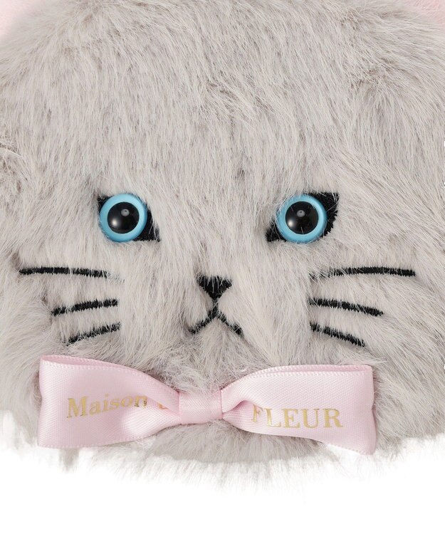 Maison de FLEUR ねこフェイスポーチ Light Gray