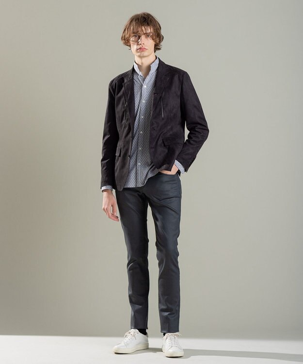 JOSEPH HOMME アロージャガードストレッチ ウイングカラーシャツ ライトグレー系