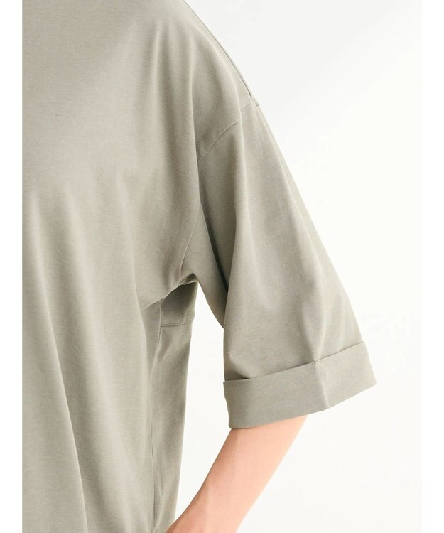 Green Parks ５分袖裾シアードッキングチュニック Khaki