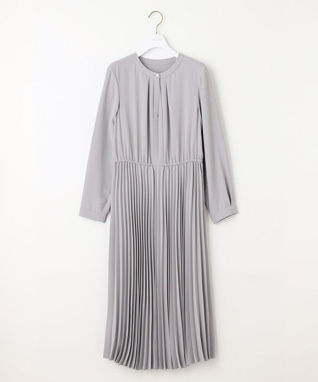 ANY SIS 【AIコラボ】スタンドカラープリーツ ワンピース ライトグレー