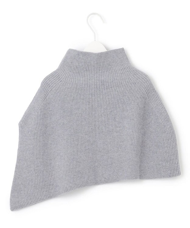 ICB 【洗える】ウールポリエステルニットケープ ライトグレー系