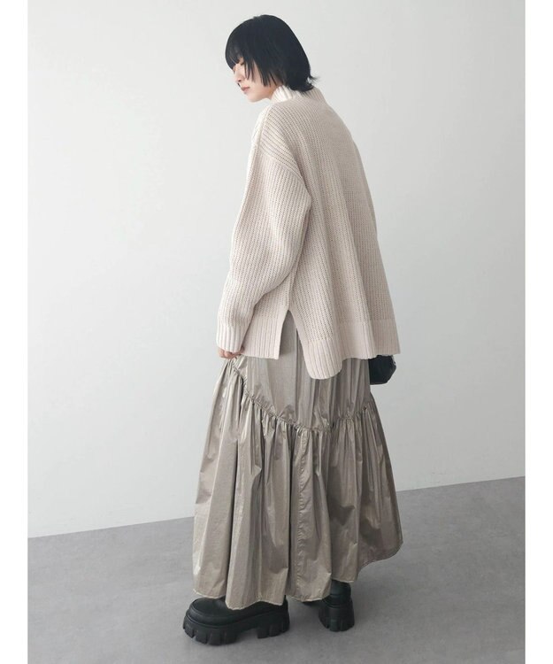 Green Parks ｍｏｋｏモール畦ニット前後差プルオーバー Off White