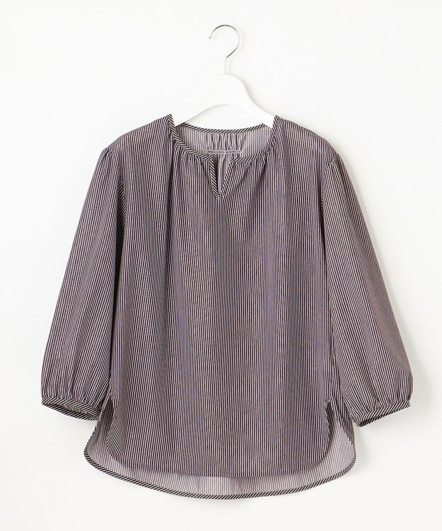 J.PRESS LADIES S 【WEB限定カラーあり・洗える・イージーケア】 アーネストストライプ スリットネック カットソー パープル系1