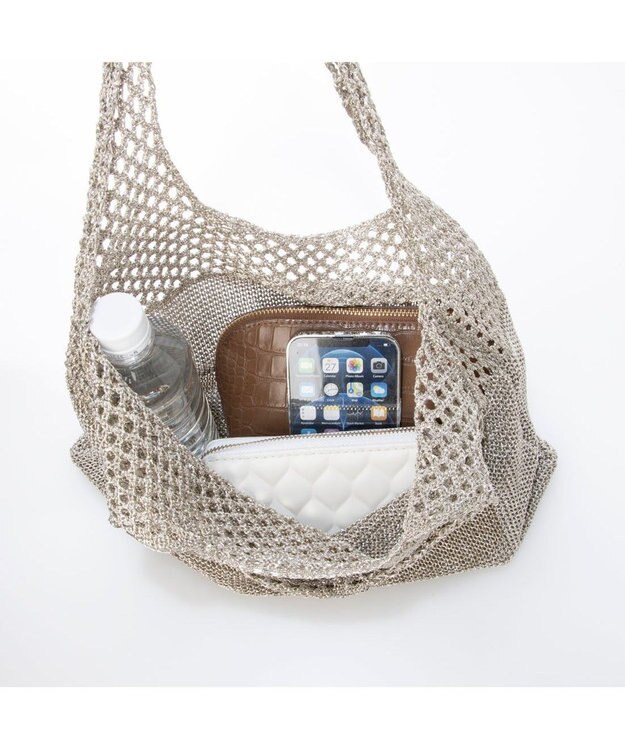 UNBILLION カシュカシュ cachecache / メタリック糸ホーボーバッグ シルバー