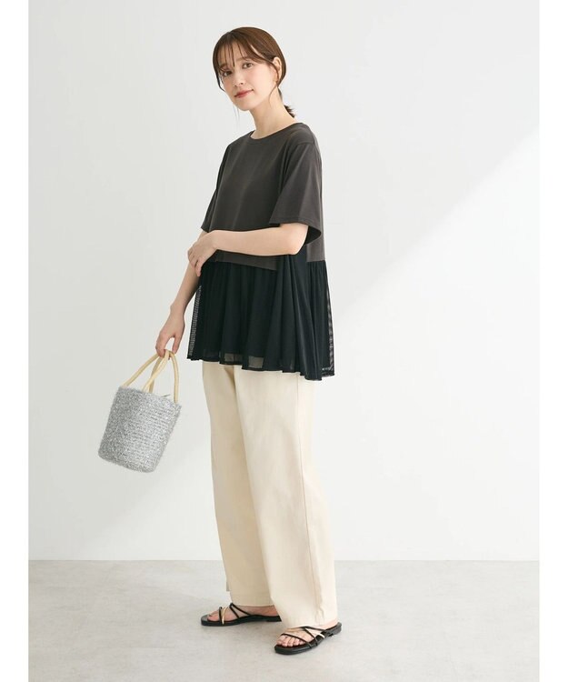 Green Parks メッシュドッキングチュニック Charcoal Gray