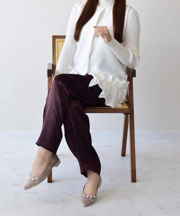 Bridget Birkin 【Bridget Birkin】パールストーンベロアパンプス ベージュ雑材