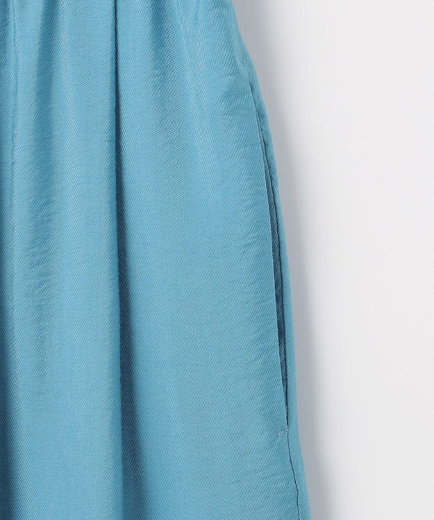 自由区 L 【ウエストゴム・洗える】エアリーツイルワイド パンツ ライトブルー