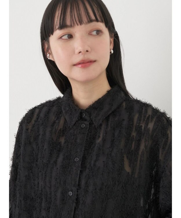 earth music&ecology ジャガードシャツ Black