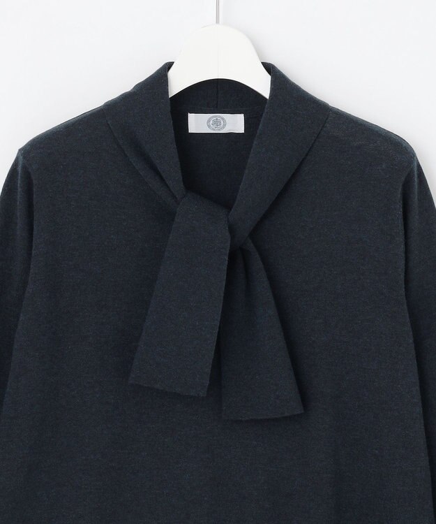 J.PRESS LADIES S 【一枚で着映え】WORSTED WOOL BLEND ボウタイデザイン ニット ネイビー系