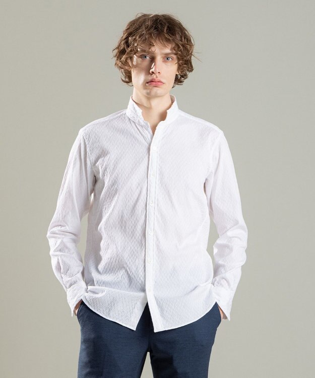 JOSEPH HOMME アロージャガードストレッチ ウイングカラーシャツ ホワイト系
